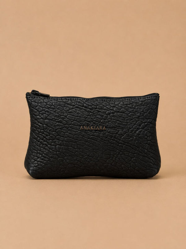 Lina bubble noir — pochette en cuir bubble noir Anakiara